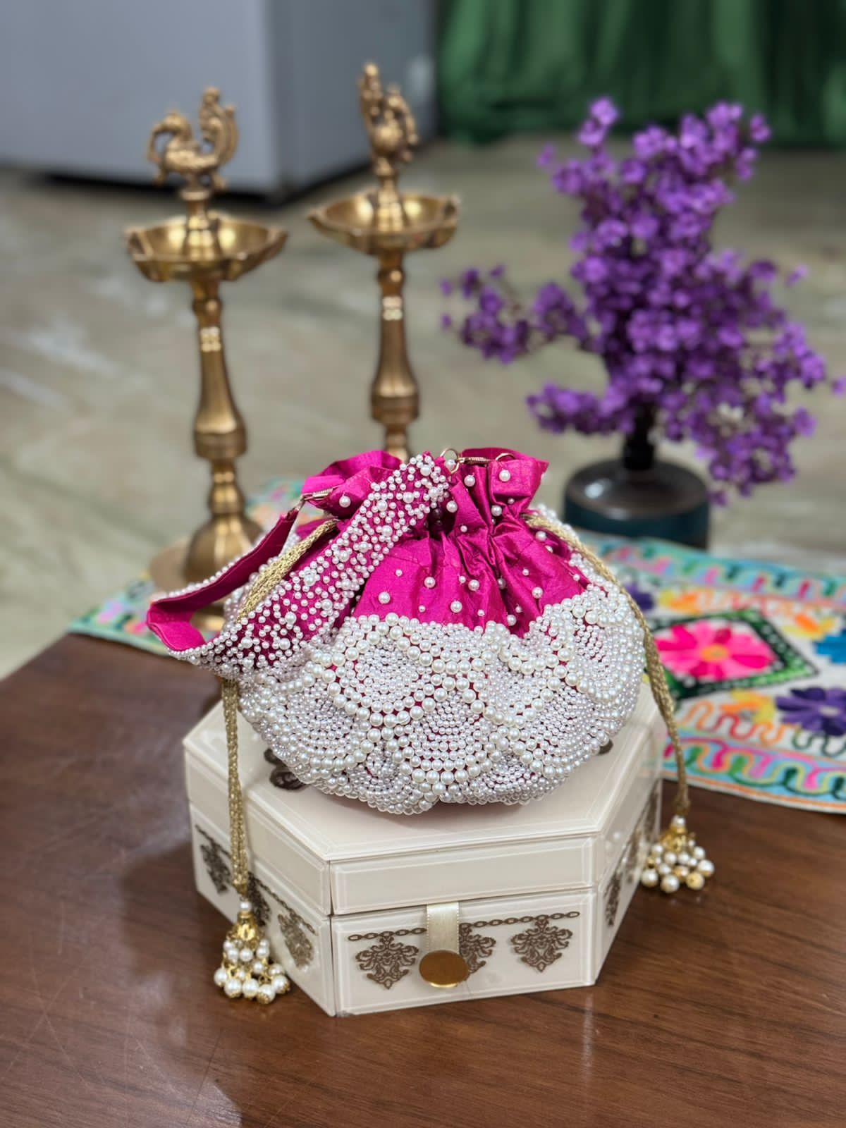 Pink pearl Potli