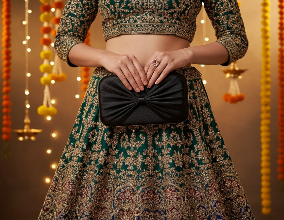 Black Bow Design Clutch