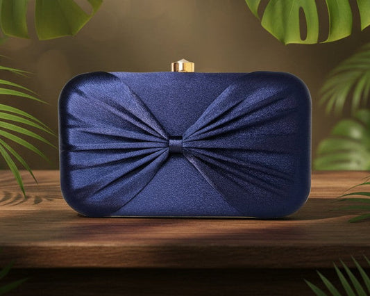 Navy Blue Bow Design Clutch