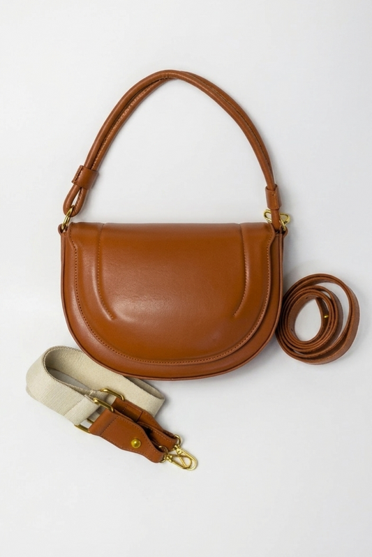 3-in-1 Tan Brown Faux Leather Bag