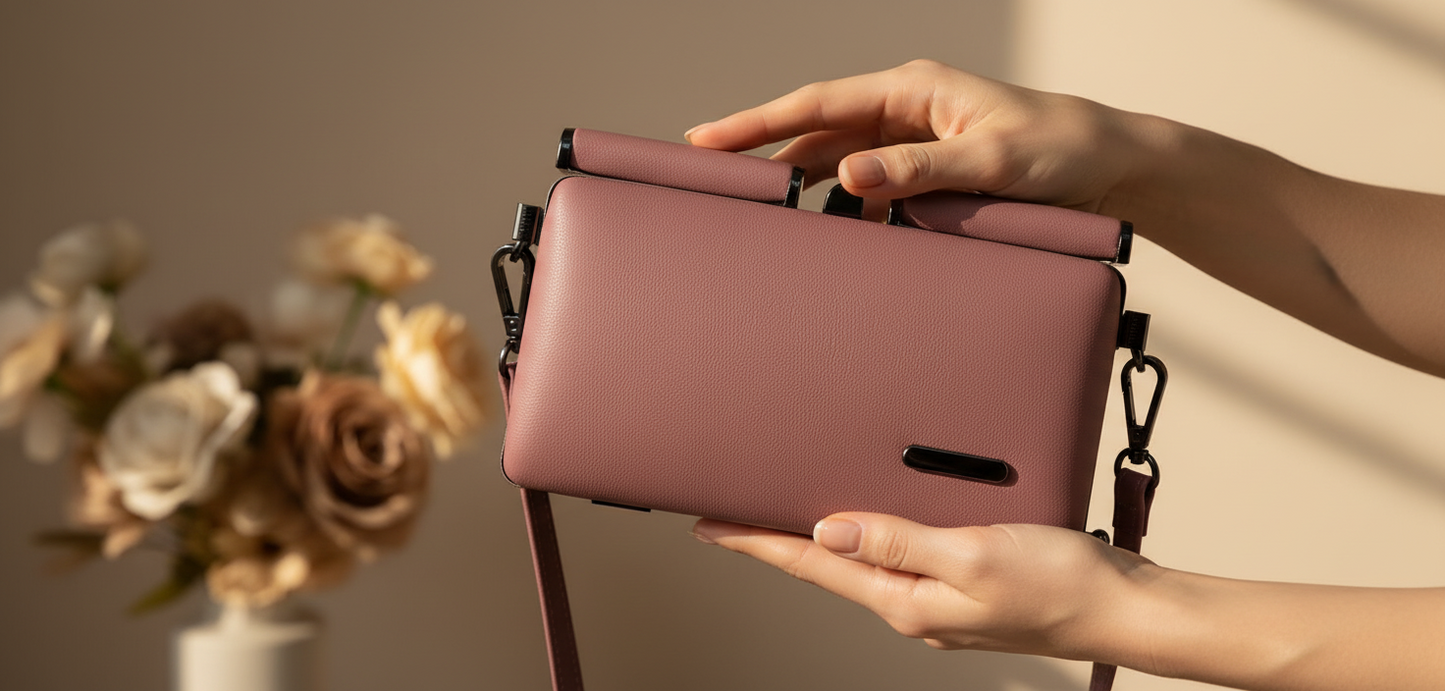 Pink PU Leather sling bag