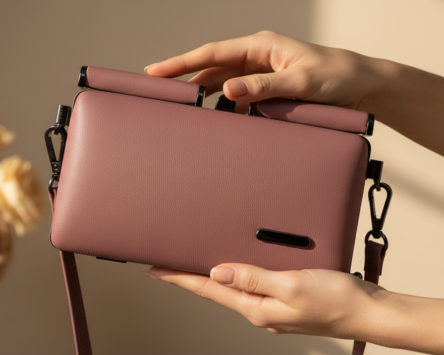 Pink PU Leather sling bag