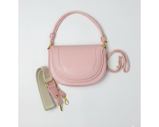3-in-1 Light Pink Faux Leather Bag