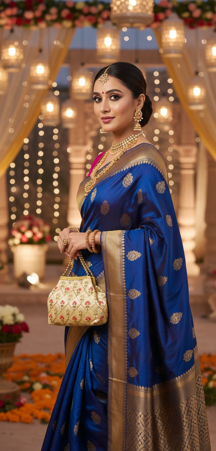 Gold Beaded Red Embroidery Potli