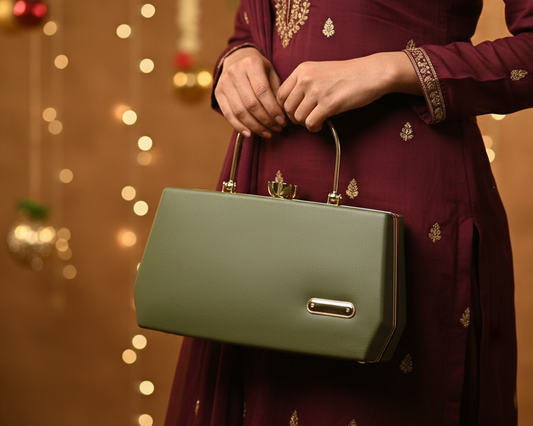 Green Handbag Gold Handle