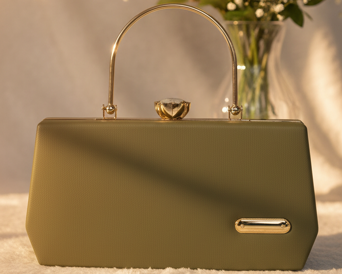 Green Handbag Gold Handle