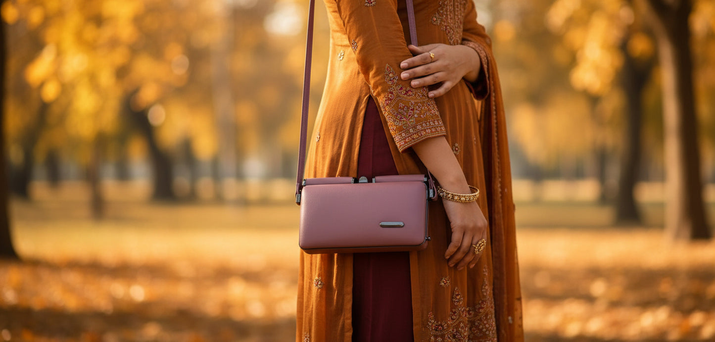 Pink PU Leather sling bag