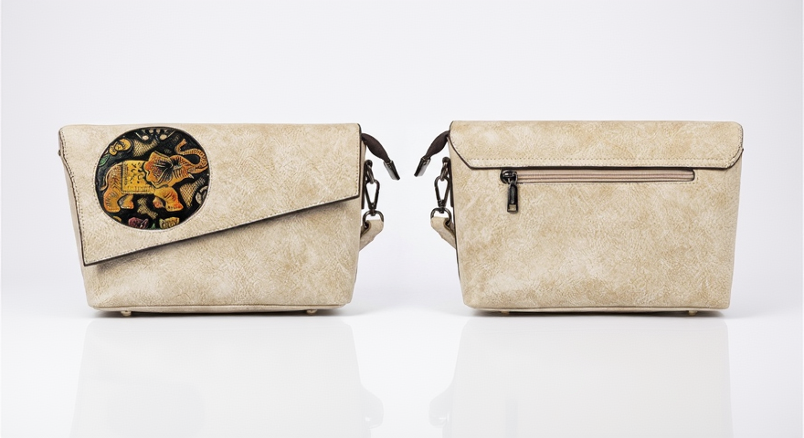 Cream Colour Leather Sling Bag