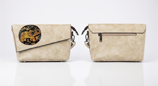 Cream Colour Leather Sling Bag