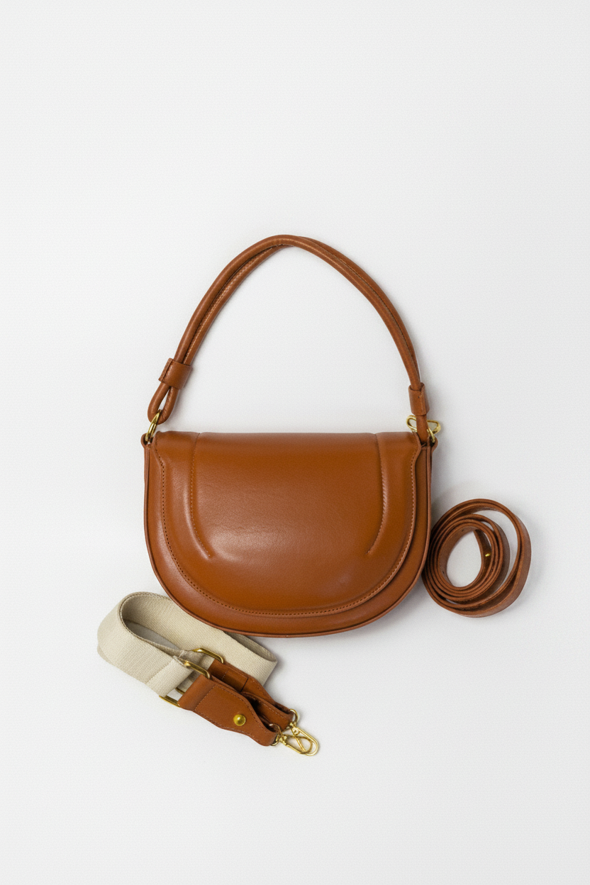 3-in-1 Tan Brown Faux Leather Bag